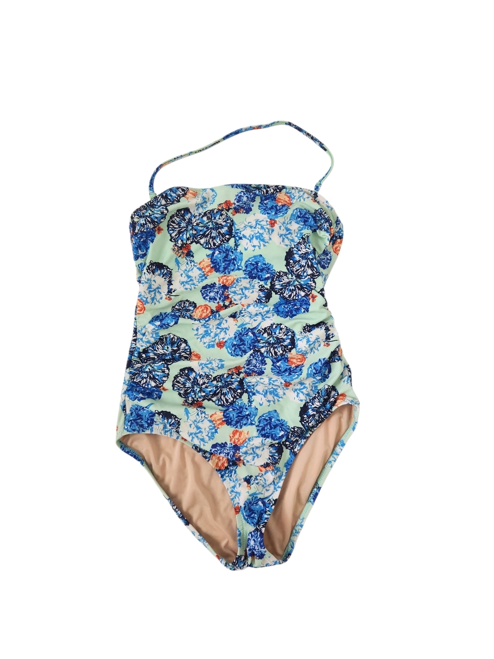 J. Crew Floral One-Piece Swimsuit - Blue/Teal XS- Removable Strap